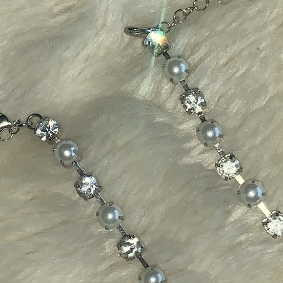 Bra straps replacement pearl and crystal diamond jewel silver chain Bra straps - Picture 7 of 13